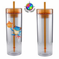 16 Oz. Breeze Double Wall Acrylic Cylinder Tumbler & Straw - Full Color